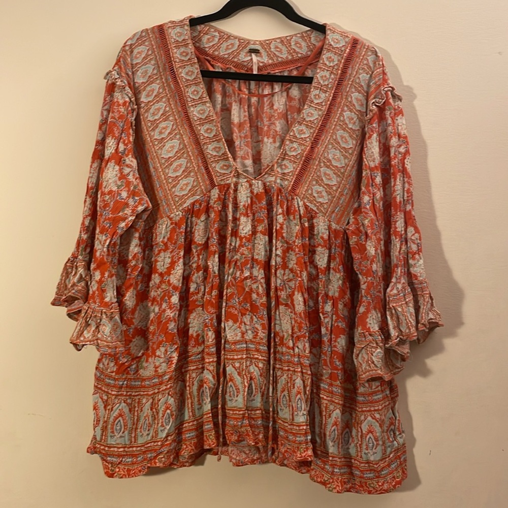Free People Moonlight Dance Tunic Ruffle Shirt - Picture 2 of 9